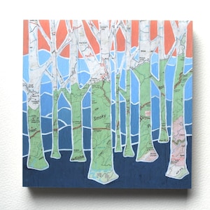 Smoky Mountain Trees mounted print - National Park-North Carolina-Tennessee  art mounted to wood