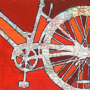 Athens - Fahrraddruck auf Papier oder Holz mit dem Fahrrad von Athen, Georgien als UGA-Kunstdruck