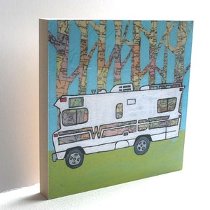 Winnebago // print on paper or wood / Winnie Camper, RV, road trip, wanderlust, travel, map art image 4
