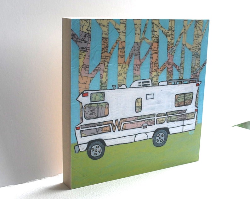 Winnebago // print on paper or wood / Winnie Camper, RV, road trip, wanderlust, travel, map art image 4