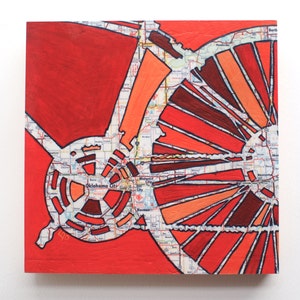 Oklahoma City // bike art print on paper or wood panel / Midwest City, Del City, Norman, Oklahoma bicycle art image 1