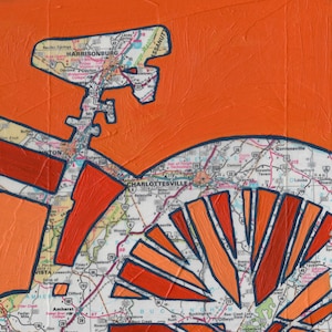 Charlottesville // Fahrrad Druck auf Papier oder Holzdruck - Virginia Fahrrad Kunst / Harrisonburg