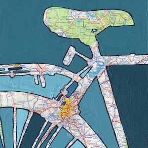Bike Atlanta no.4 -- blau- Fahrrad Kunst - Fahrrad Print - mit Atlanta, Decatur, Forest City, Chattahoochee, Blue Ridge, Georgia