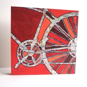 Oklahoma City // bike art print on paper or wood panel / Midwest City, Del City, Norman, Oklahoma bicycle art image 4