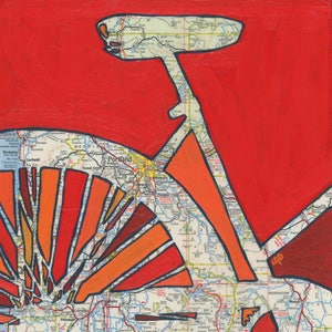 Fahrrad Portland no. 1 Print - rot Fahrrad Karte Druck, Vancouver, Oswego, Oregon City, Beaverton, Oregon Fahrrad Kunst, Fahrrad Geschenk, Kartenkunst