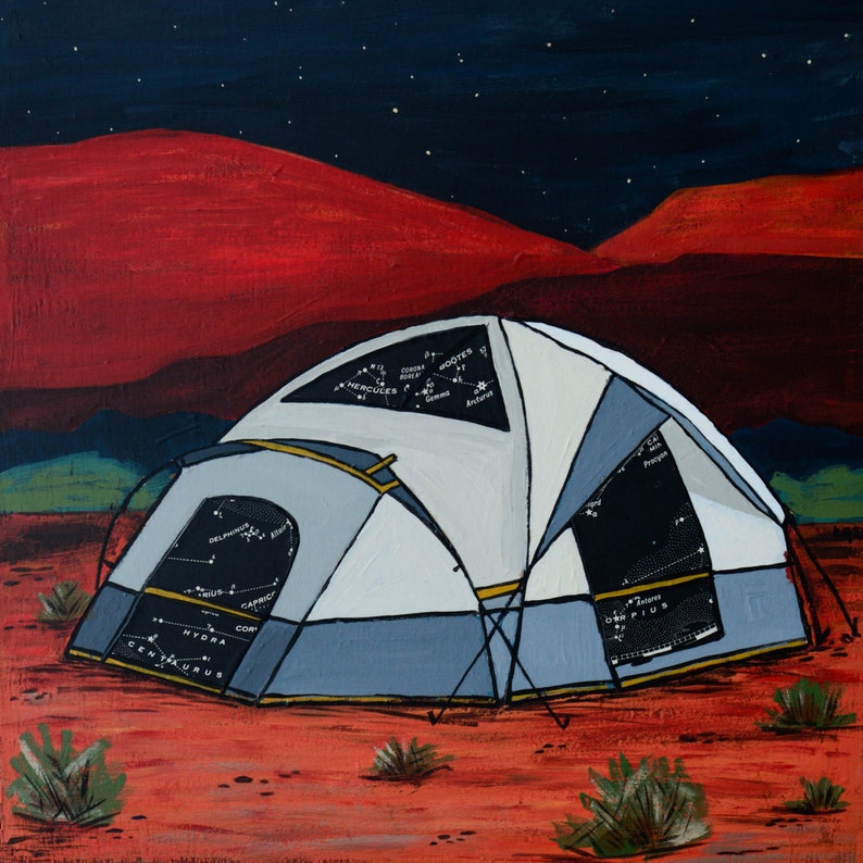 Desert Red print featuring a star map inspired by tent camping in Utah Desert, Moab, Arches, Zion, Canyonlands image 1