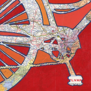 Philadelphia // Fahrrad Druck auf Papier oder Holzplatte / Philly, Camden, Darby, Pottstown, Pennsylvania Karte bike,cycle