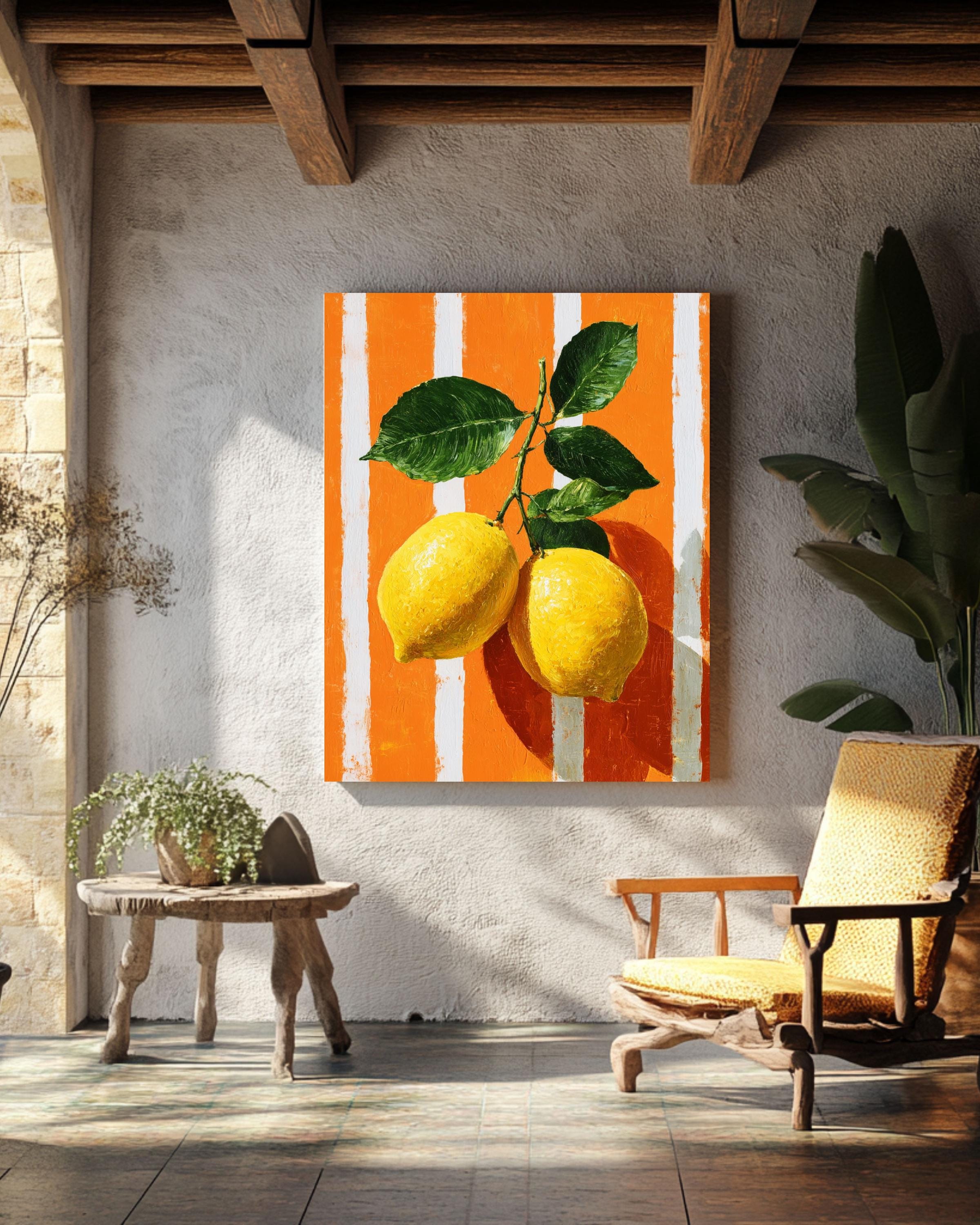 Lemon Citrus Pop Art Canvas, Modern Kitchen Wall Decor - Etsy