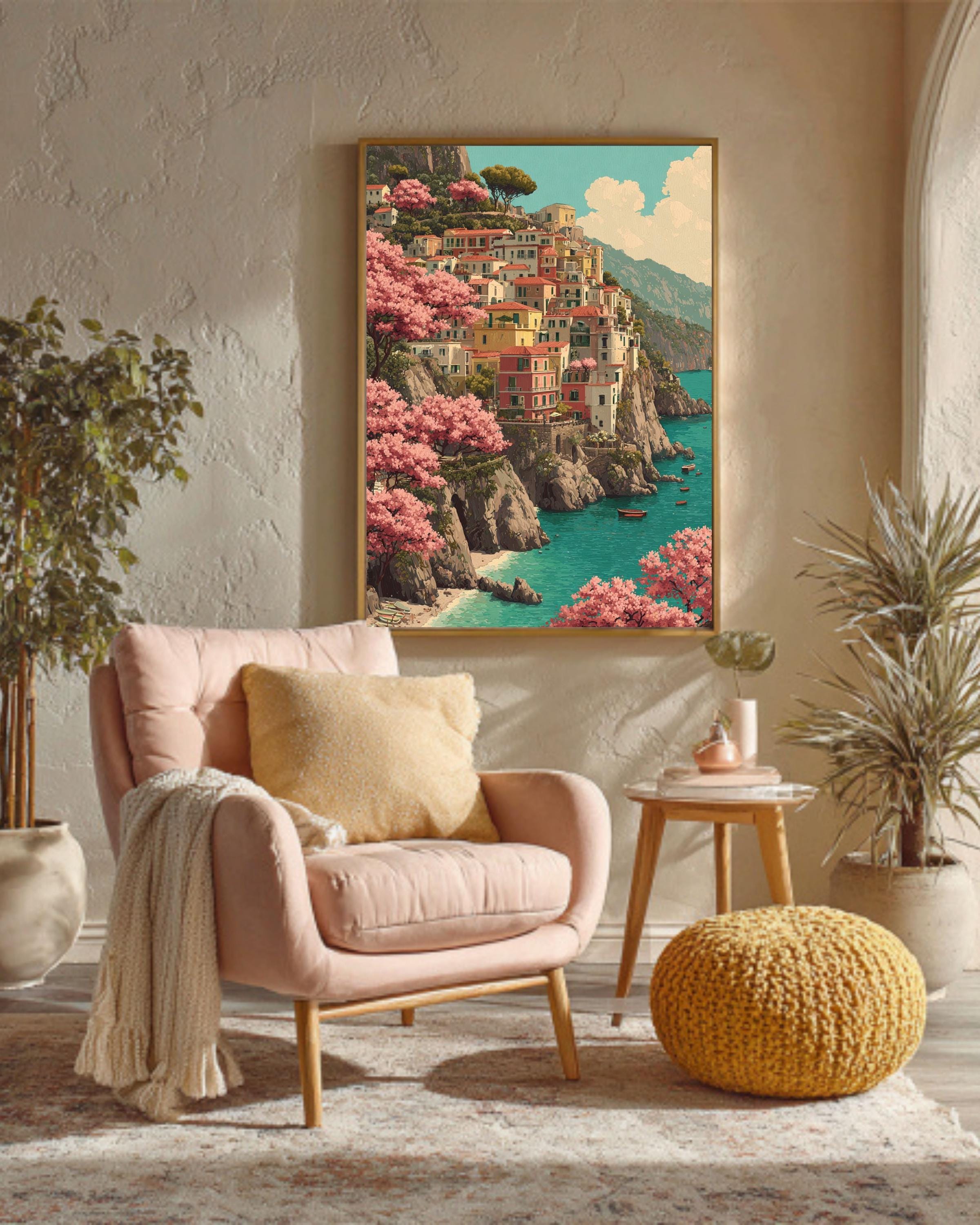 Amalfi Coast Canvas Wall Art, Italian Seaside Painting - Etsy