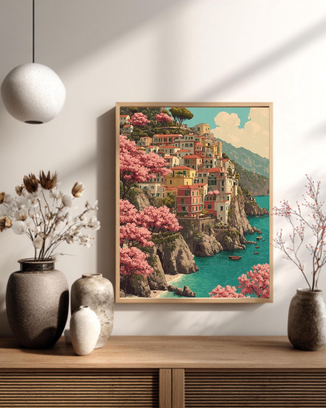 Amalfi Coast Canvas Wall Art, Italian Seaside Painting - Etsy