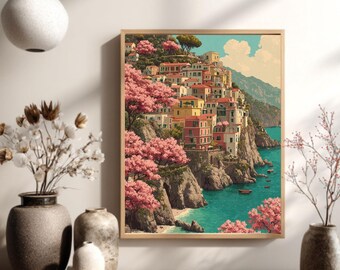 Amalfi Coast Canvas Wall Art, Italian Seaside Painting - Etsy