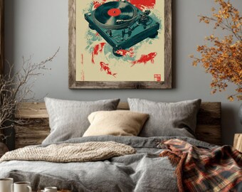 Koivissen vinyl draaitafel canvas, Japanse zenkunst