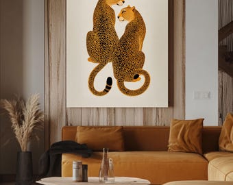 Trendy Leopard Art, Cheetah Retro Print, Preppy Maximalist Poster