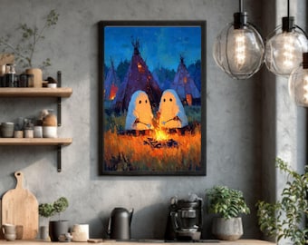 Camping Geister Gothic Vintage Stil Spooky Skurril dunkel Academia Romantische Halloween Art