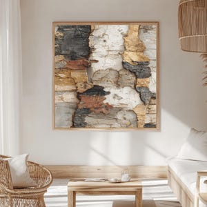 Earthy Bark Texture Wall Art | Japandi Wabi-Sabi Abstract Nature Print, Neutral Organic Minimalist Poster, Textured Brown Canvas