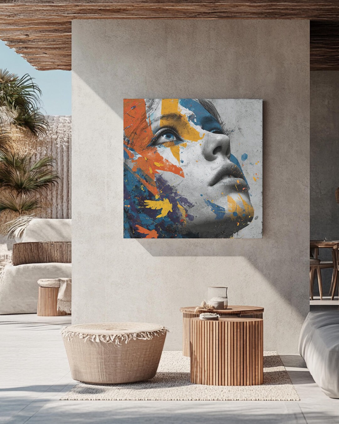 Abstract Woman Portrait Wall Art, Modern Colorful Face Painting Poster ...