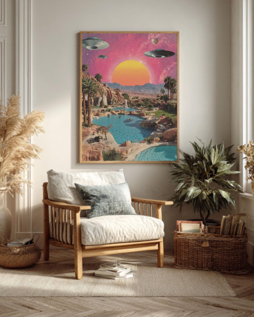 Retro Alien Pool Party Canvas: 80s Vaporwave Sci-fi Art - Etsy