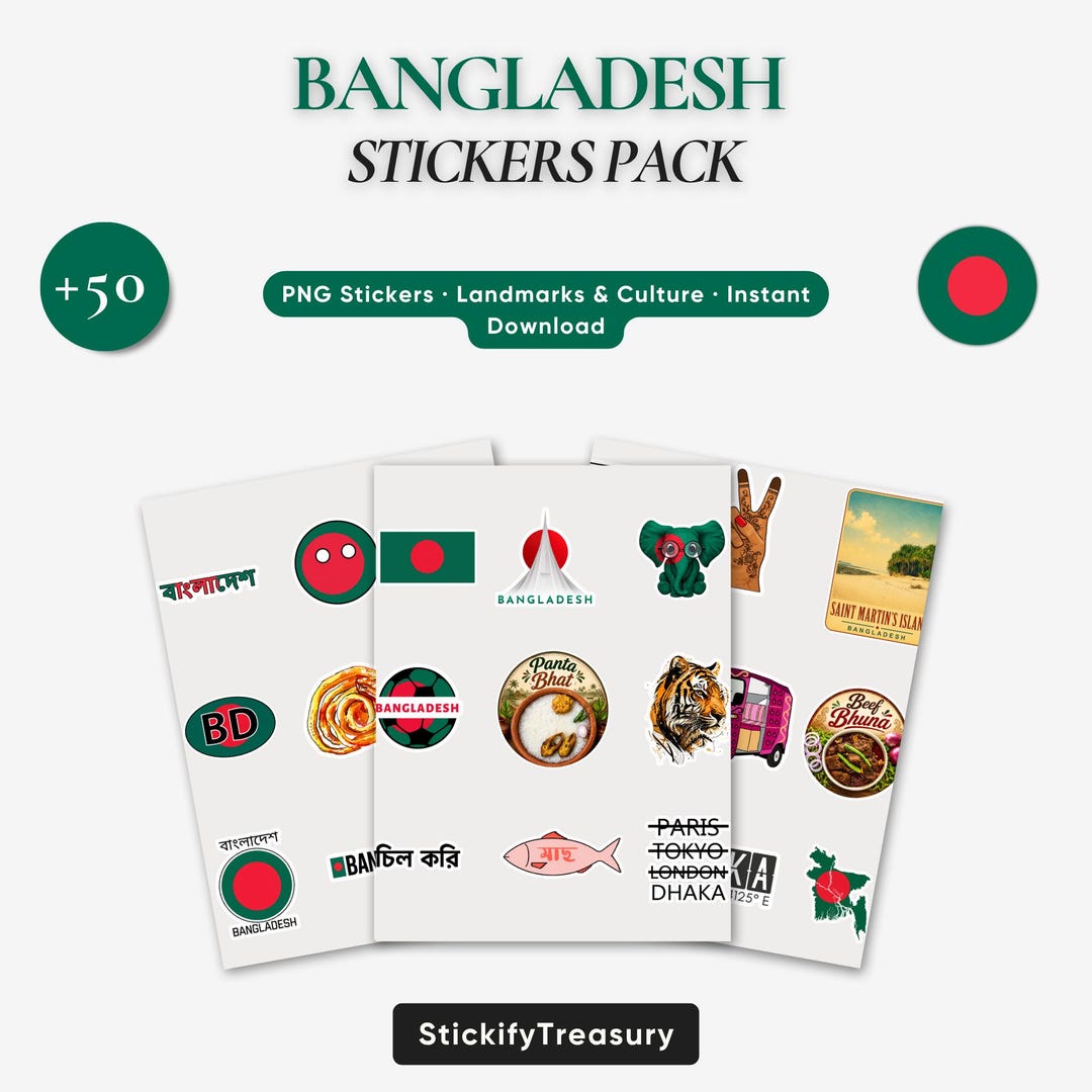 Bangladesh Sticker Pack, Bengali Culture & Travel Decals - Etsy