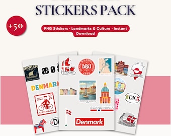 Denmark Sticker Pack • 50+ Danish Stickers PNG • Copenhagen Landmarks • Nordic Decor • Travel Stickers