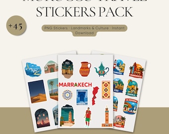 Marokko Reise Sticker: Wahrzeichen & Kultur (Digitales PNG)