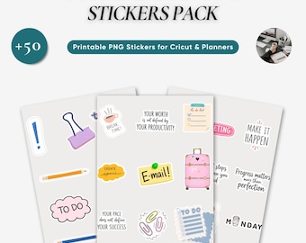 Digital Productivity Planner Stickers, To Do List, Notes, Reminder Icons