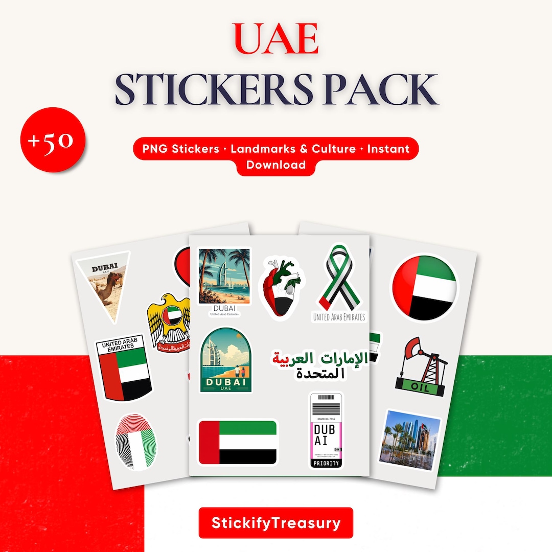 UAE Sticker Pack • Dubai & Abu Dhabi Landmarks • 50+ PNG - Etsy