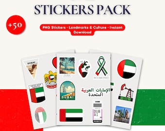UAE Sticker Pack • Dubai & Abu Dhabi Landmarks • 50+ PNG