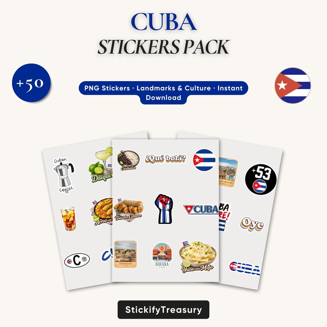 Cuba Sticker Pack, Havana Cuba Clipart, Cuban Food & Travel Icons - Etsy