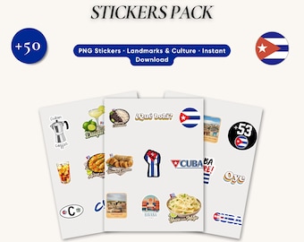 Cuba Sticker Pack, Havana Cuba Clipart, Cuban Food & Travel Icons