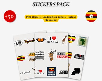 Uganda Sticker Pack PNG, Kampala Travel, African Culture, Digital Planner Stickers
