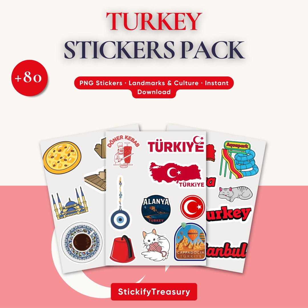 Turkey Sticker Pack • Turkish Icons • Türkiye PNG Stickers - Etsy