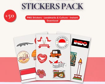 Indonesia Sticker Pack | Digital PNG Stickers for Travel, Map & Journal Projects