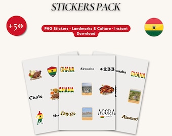 Ghana Sticker Pack PNG, 50+ African Culture Stickers, Instant Download
