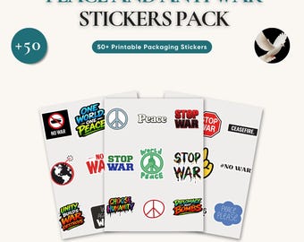 Anti War Sticker Pack – Peace Protest Decals, Printable Activism Stickers