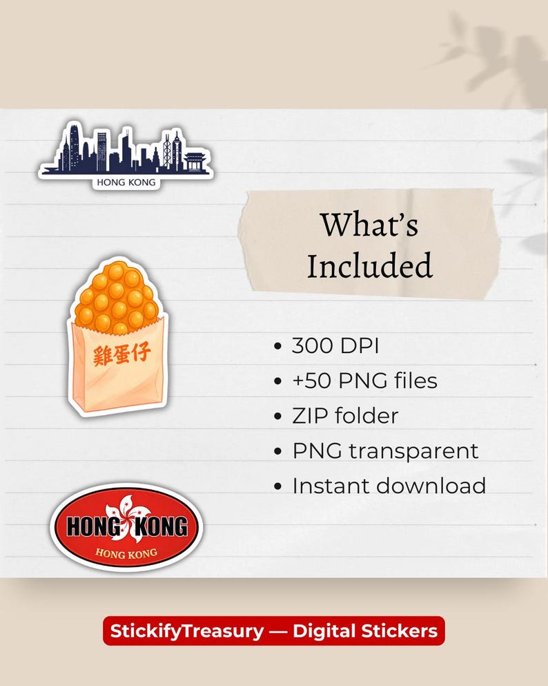 Hong Kong Stickers Pack | HK Landmarks & Culture PNG | Digital Planner ...