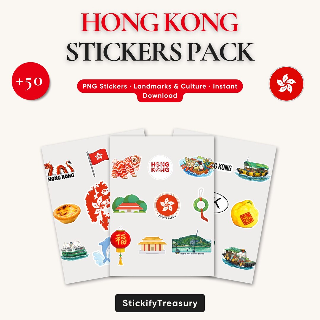 Hong Kong Stickers Pack | HK Landmarks & Culture PNG | Digital Planner ...