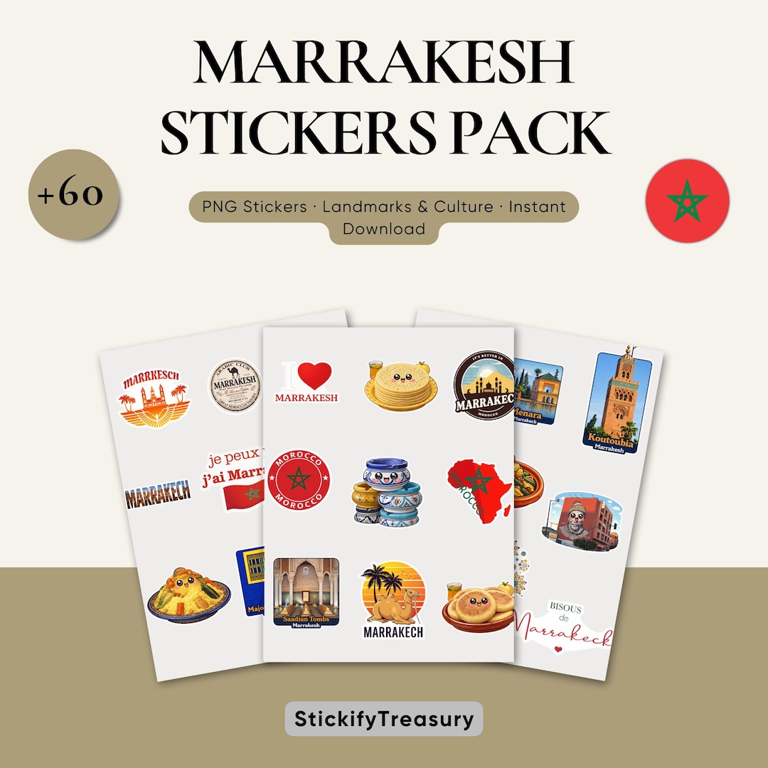 Marrakech Sticker Marrakech Sticker Pack | 60+ PNG Digital Download | Morocco Travel ...