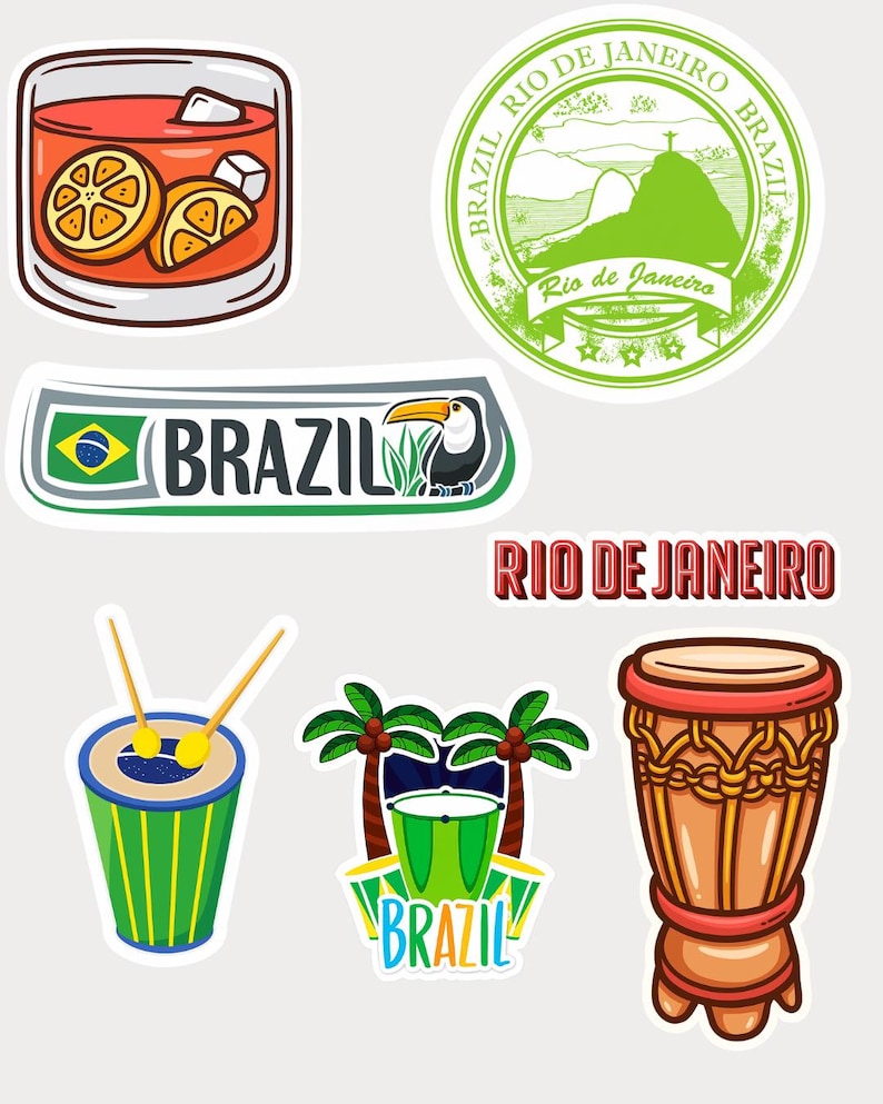 Brazil Stickers PNG | Travel & Culture Designs - Etsy