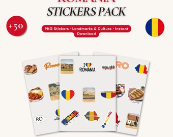 Romania Sticker Pack, Romanian Food Landmarks Flag PNG Clipart Set