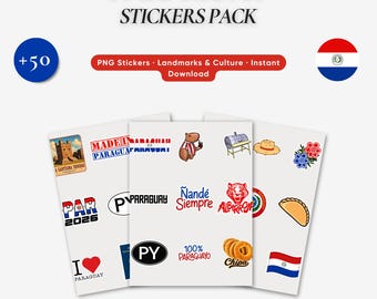 Paraguay PNG Sticker Pack, Digital Download, Transparent Background