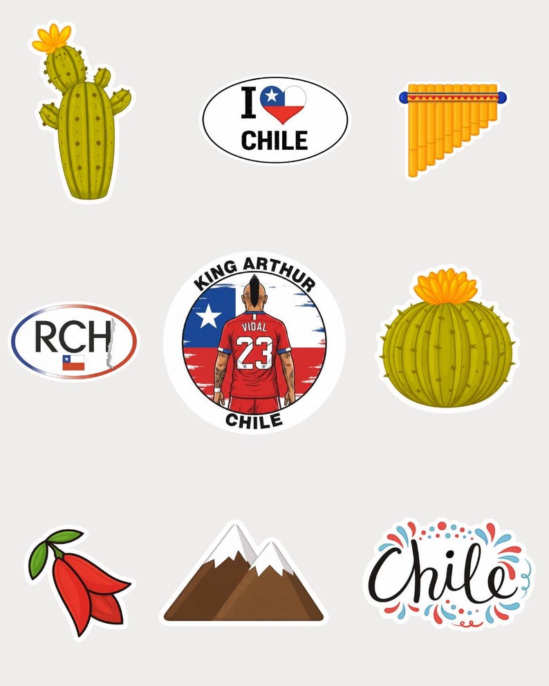 Chile Stickers Pack | 50+ PNG Travel Icons | Landmarks, Culture ...