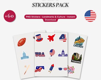 USA Stickers Pack | Reise & Nationalparks Wahrzeichen Abziehbilder