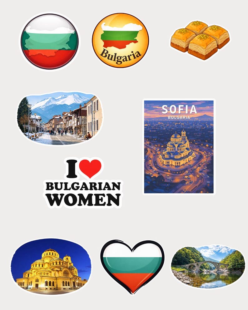 Bulgaria Digital Stickers | 50+ PNG Stickers | Bulgarian Landmarks ...