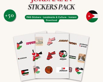 Jordanian Sticker Pack, Travel Landmark Clipart Pack, Amman Petra Dead Sea Digital Download
