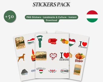 Hungary Digital Sticker Pack, +50 PNG Travel Stickers