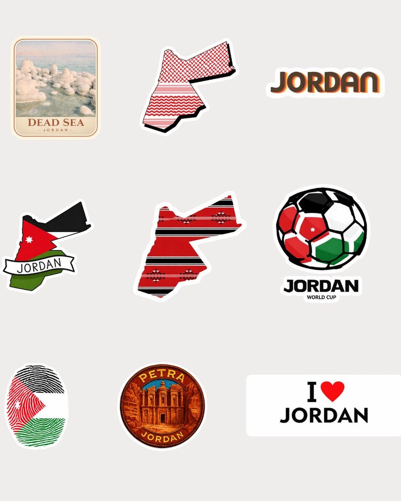 Jordan Sticker Sign Jordanian Sticker Pack, Travel Landmark Clipart Pack, Amman Petra Dead ...