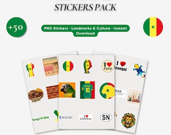 Senegal Digital Sticker Pack PNG, Food, Travel, Culture & National Symbols