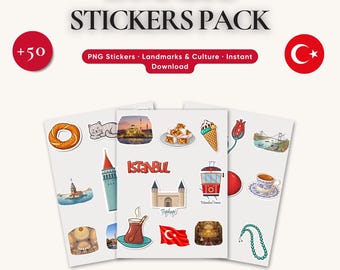 Istanbul Sticker Pack | 50+ Türkei Wahrzeichen & Kultur PNG Aufkleber