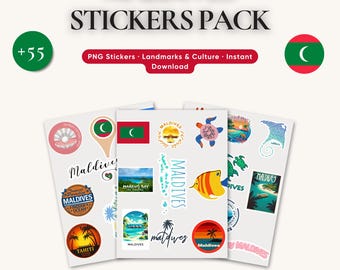 Malediven PNG Stickers | Tropische Reise Ozean und Insel Aufkleber für iPad GoodNotes Journals