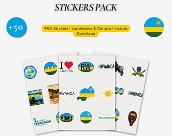 Rwanda Sticker Pack, PNG Transparent Stickers, Travel & Culture Digital Download